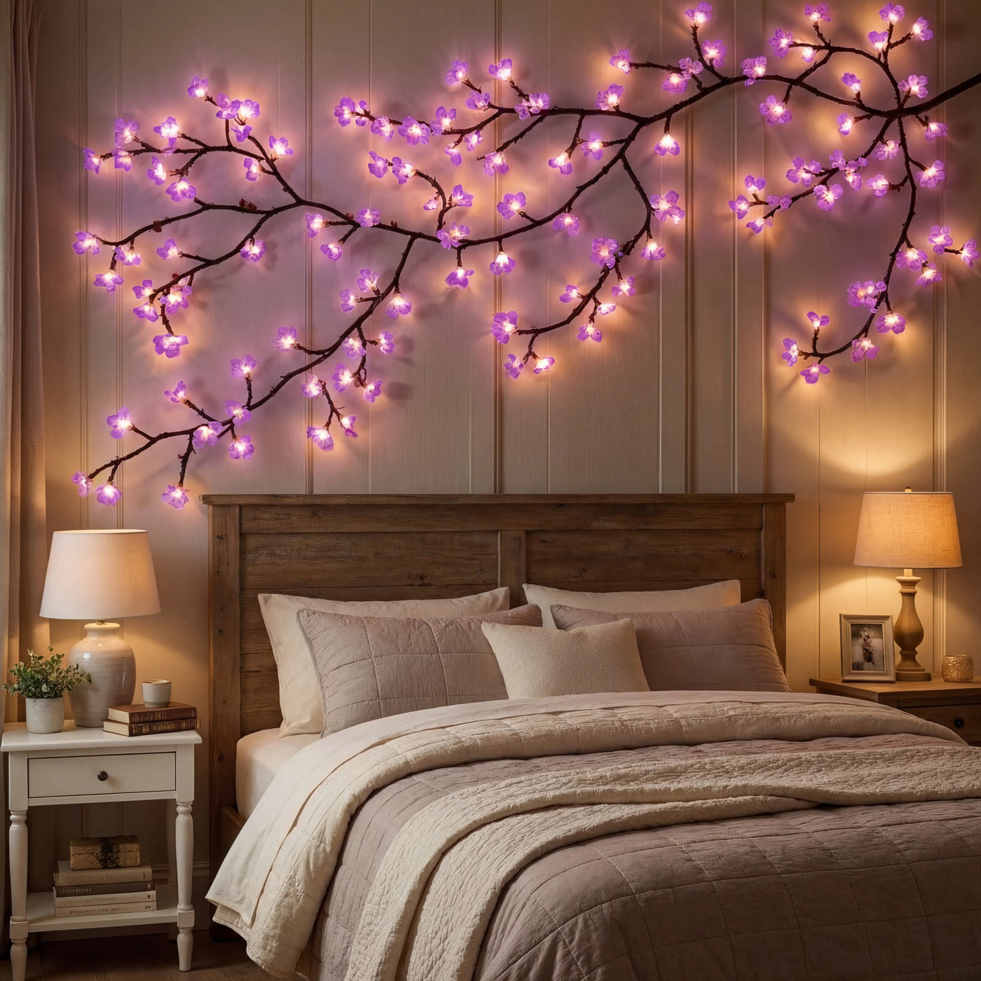 Enchanted Lavender Blossom Vine – Elegant Purple LED Blossom Lights ...