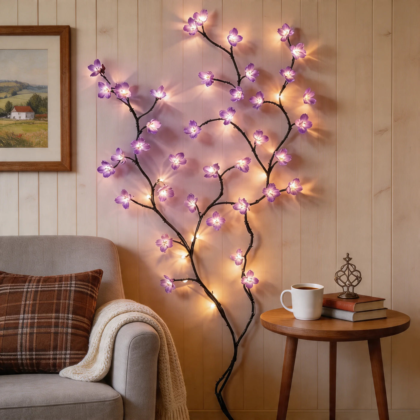 Enchanted Lavender Blossom Vine – Elegant Purple LED Blossom Lights ...